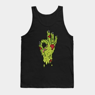 Zombie Hand Threes Sign Gesture Funny Basketball Points Gift Tank Top